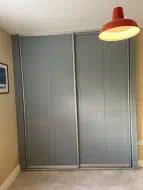 2 door, fjord green sliding wardrobe with twin shaker design, fitted in Barnard Castle